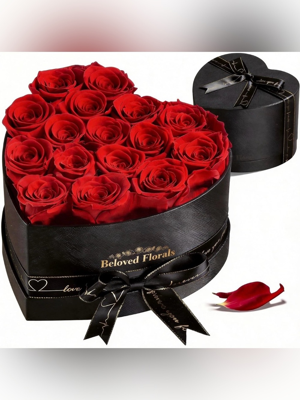 Beloved Florals 16 Preserved Real Roses Heart Shape Luxury Flower Gift For Her